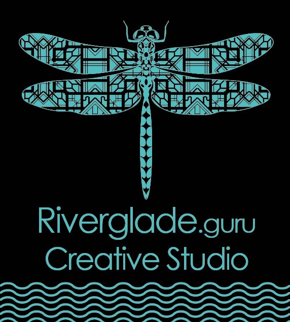 Riverglade.guru Creative Studio dragonfly logo graphic designer